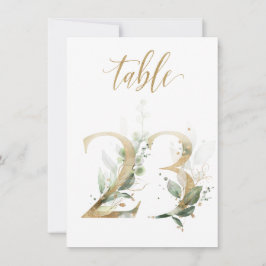 Convite Folhagem Verde e Dourada de Aquarela, Quadro Númer
