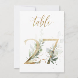 Convite Folhagem Verde e Dourada de Aquarela, Quadro Númer