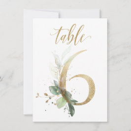 Convite Folhagem Verde e Dourada de Aquarela, Quadro Númer