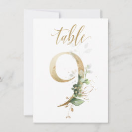 Convite Folhagem Verde e Dourada de Aquarela, Quadro Númer