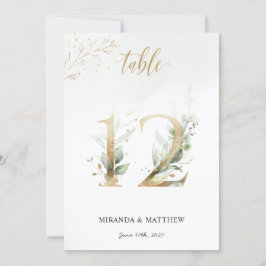 Convite Folhagem Verde e Dourada, Tamanho 5" x 7" Tabela N