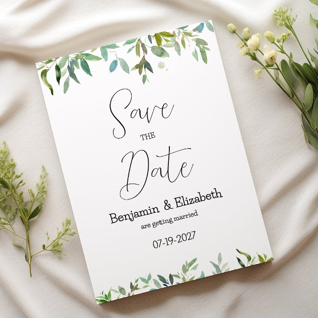 Convite Folhagem verde-escura da menta botânica Salvar a D (Botanic mint dark green foliage Save the Date )