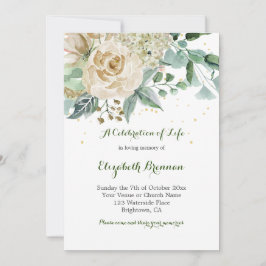 Convite Folhagem Verde Floral Elegante Funeral Rosa