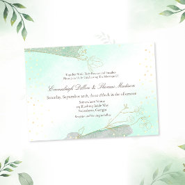 Convite Folhagem Verde Menta Radiante Casamento Brilhante