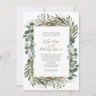Convite Folhagem Verde Sálvia Quadro Casamento