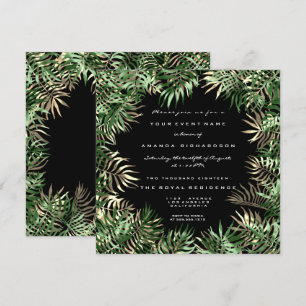 Convite Folhagem Verde Tropical de Palmeira Floresta