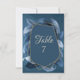 Convite Folhas Azuis Moldura Dourada Casamento