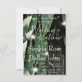 Convite Folhas botânicas de boho folhas rústicas Script de