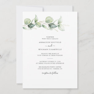 Convite Folhas Botânicas de Eucalipto Verde para Casamento