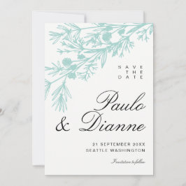 Convite Folhas Botânicas Desenhadas à Mão Salve a Data