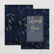 Folhas Botânicas Dourado Azul Escuro Agradecimento