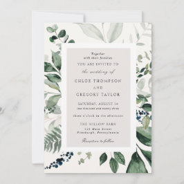 Convite Folhas Botânicas e Casamento Verde