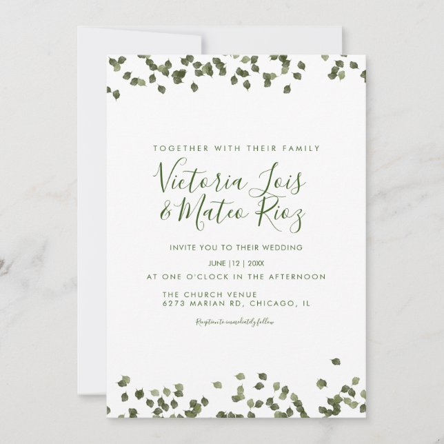Convite Folhas Caem Outono Aquarela Casamento (Frente)