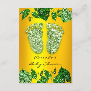 Convite Folhas com Brilho Dourado Mint com Chá de fraldas