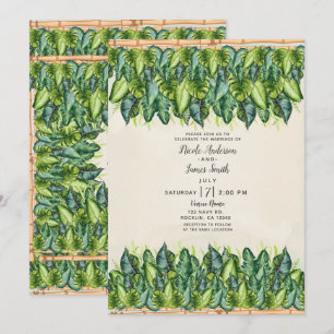 Convite Folhas da Selva Tropical e Bambu Casamento Botânic