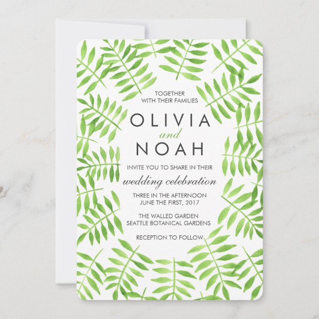 Convite Folhas de Aquarela (Frente)