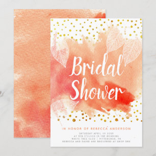 Convite Folhas de aquarela, chá de panela de casamento co