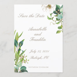 Convite Folhas de Aquarela Salve o Dia do Casamento