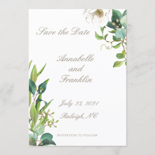 Convite Folhas de Aquarela Salve o Dia do Casamento