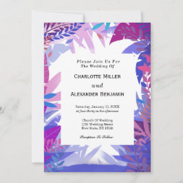 Convite Folhas de Aquarela Tropical de Casamento Moderno