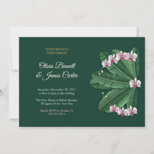 Convite Folhas de Banana e Orquídeas Esmeralda Casamento