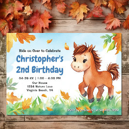 Convite Folhas de Coro e Queda | Pony Autumn Birthday
