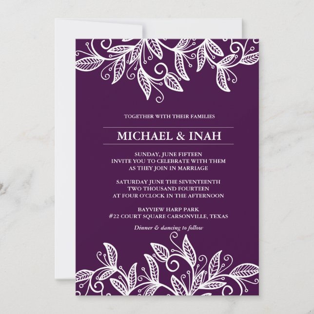 Convite folhas de espiral de rabisco (Frente)