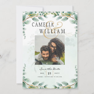 Convite Folhas de Eucalipto CASAMENTO DE OURO QR CODE ORÇA