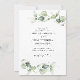 Convite Folhas de Eucalipto Elegantes Vegetação Casamento