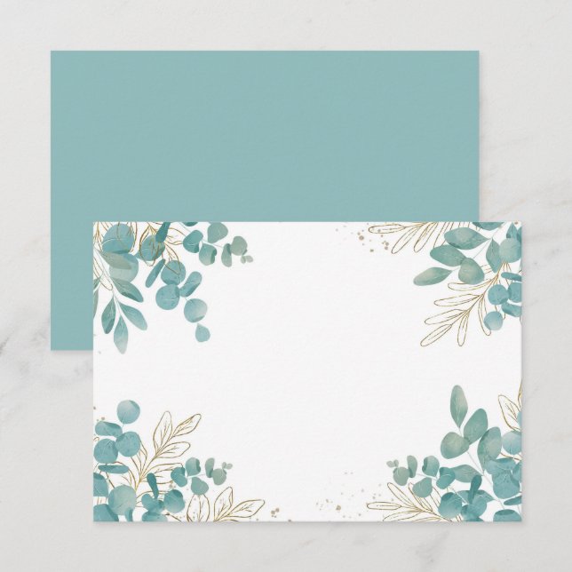 Convite Folhas de Eucalipto em Branco Personalizadas (Frente/Verso)