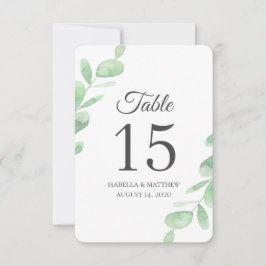 Convite Folhas de Eucalipto. Números de mesa de casamento