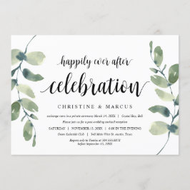 Convite Folhas de Eucalipto, Preto, Casamento Fugitivo