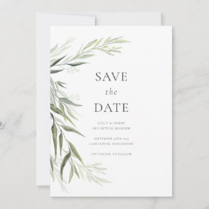 Convite Folhas de Eucalipto Verde Save the Date