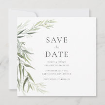 Folhas de Eucalipto Verde Save the Date