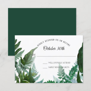 Convite Folhas de Floresta de Samambaias Folhagem Verde Ca