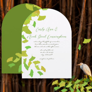 Convite Folhas de Ginkgo no Casamento de Limão Pequeno 4 x