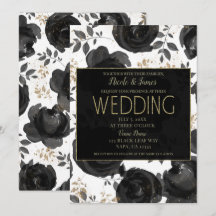 Folhas de Glam Floral Ouro Negro Casamento