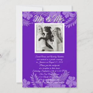 Convite Folhas de Hibisco Roxo Foto Somente Recepção