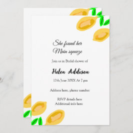 Convite folhas de limão desenhadas à mão adicionar chá de 