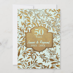Convite Folhas de Ouro 50º Aniversário de Casamento