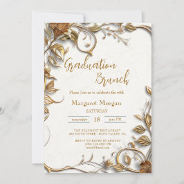 Convite Folhas de Ouro Brunch Nupcial