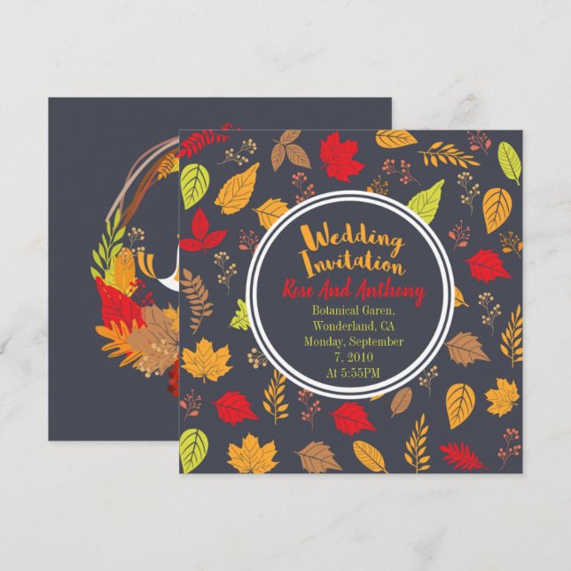 Convite Folhas de outono (Frente/Verso)