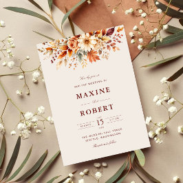Convite Folhas de Outono Casamento Botânico Aquarela