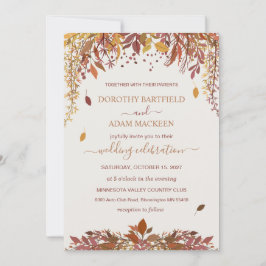 Convite Folhas de outono de Aquarela Casamento