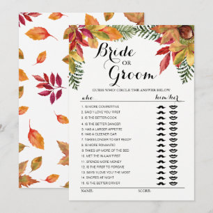 Convite Folhas de outono de casamento Jogo da Noiva ou do 