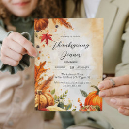 Convite Folhas de outono e Janto de Ação de Graças de Pump