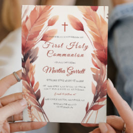 Convite Folhas de outono e Menina de Penas Primeira Comunh
