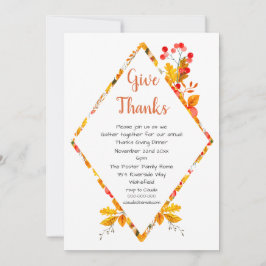 Convite Folhas de outono e Obrigados de Berries Jantando