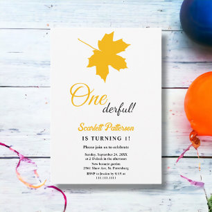 Convite Folhas de Outono Elegantes Amarelas Aniversário Rú