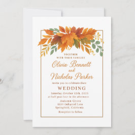 Convite Folhas de outono Elegantes e queda de cobre